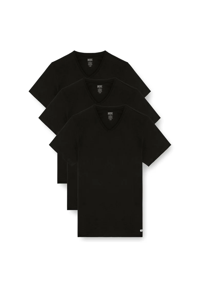 Set de tricouri cu decolteu in V Michael - 3 piese, Negru