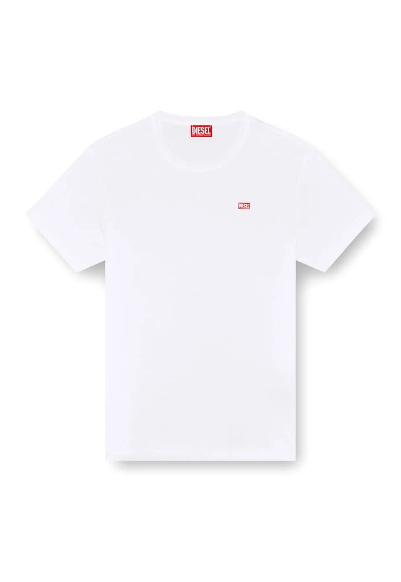 Tricou cu decolteu la baza gatului si detaliu logo T-Miegor, Alb