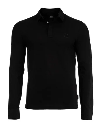 Bluza polo din amestec de bumbac, Negru