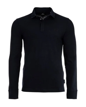 Bluza polo din amestec de bumbac, Bleumarin