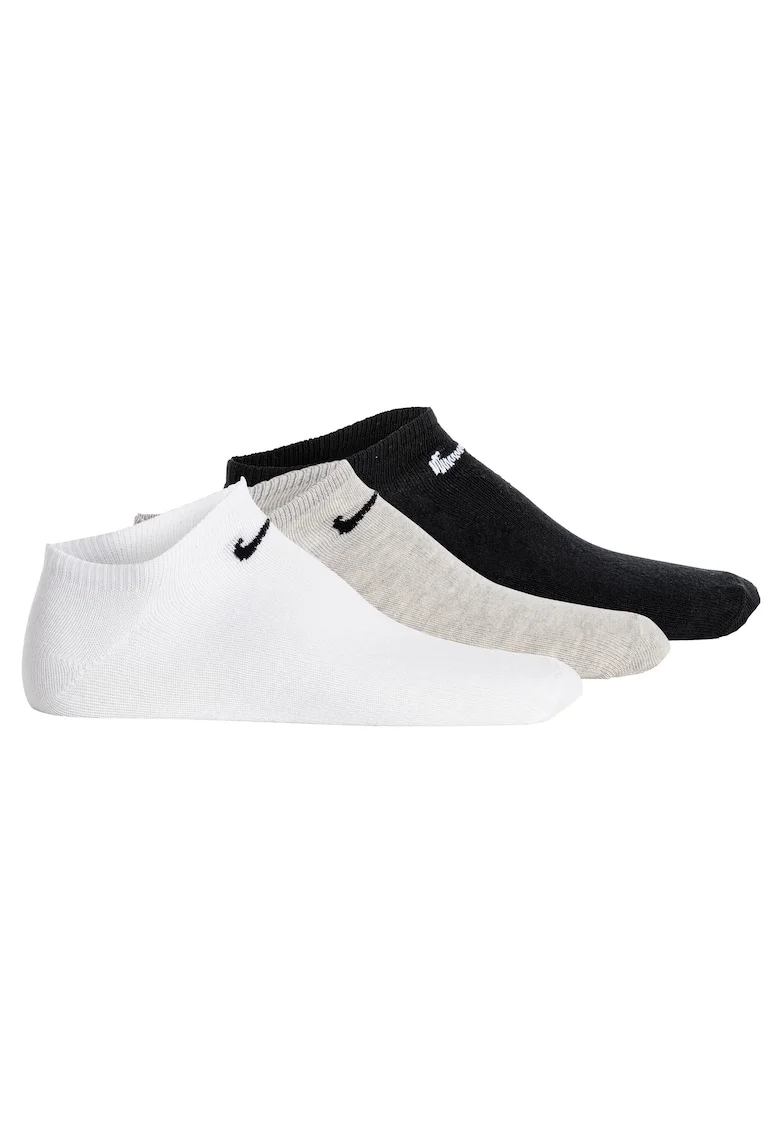 Set de sosete unisex pana la glezna - 3 perechi, Alb/Negru/Gri
