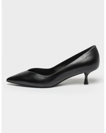 Pantofi de piele cu toc kitten Eva 50 Pump, Negru