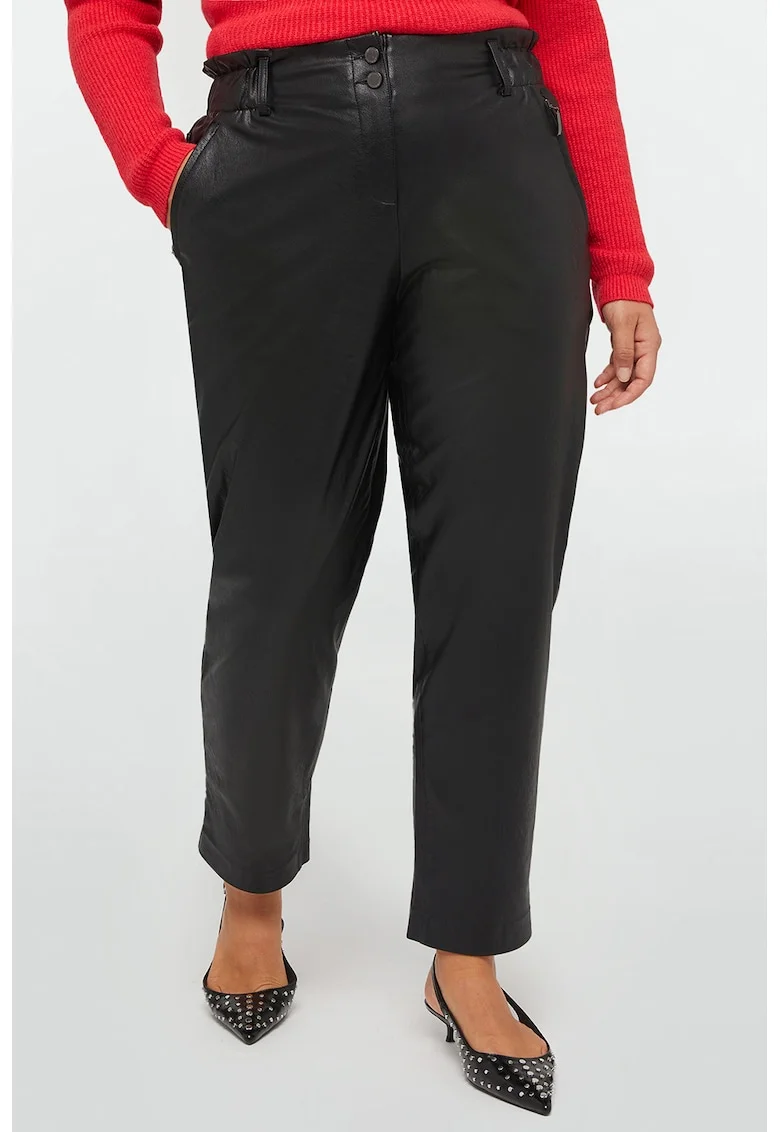 Pantaloni slim fit cu talie inalta, Negru