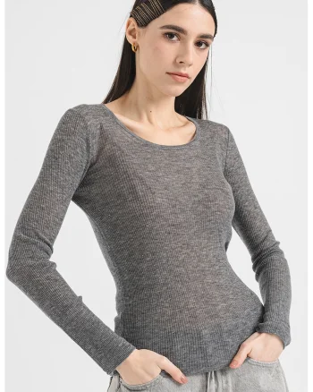 Bluza de lana cu aspect stralucitor, Gri/Argintiu