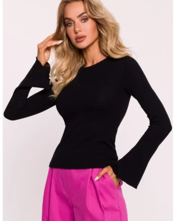Bluza cu maneci lungi si evazate,  Negru
