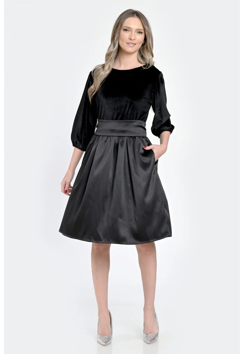 Rochie Medie Dama, de Ocazie, Neagra V300, Negru