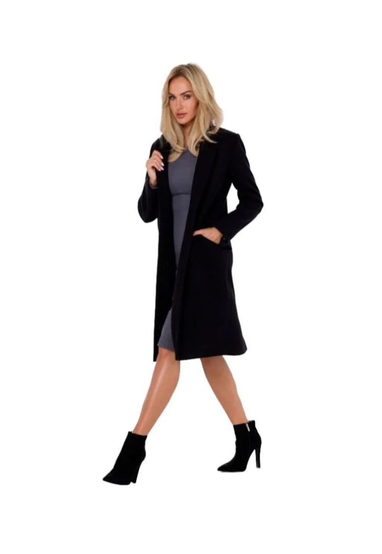 Palton Crombie pentru femei, Made of Emotion, Maduna, neagra, Negru