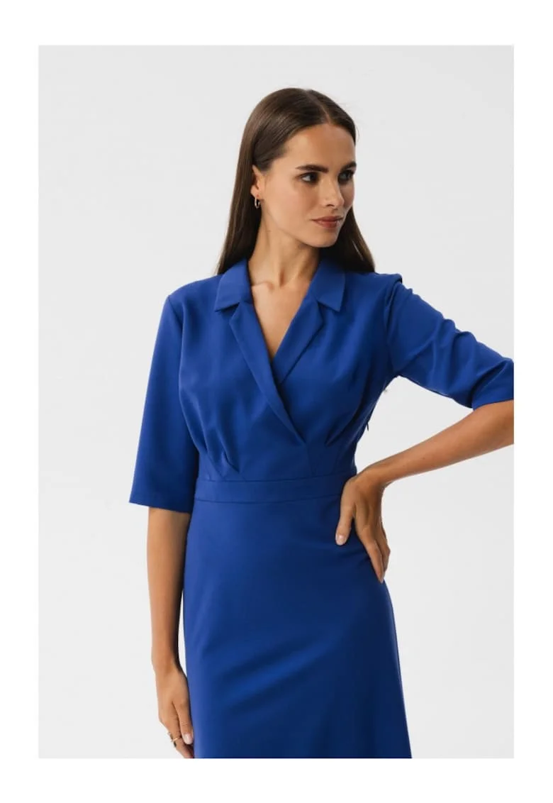 Rochie midi dama,  Bohodawc, albastru de floarea de colt, Albastru inchis