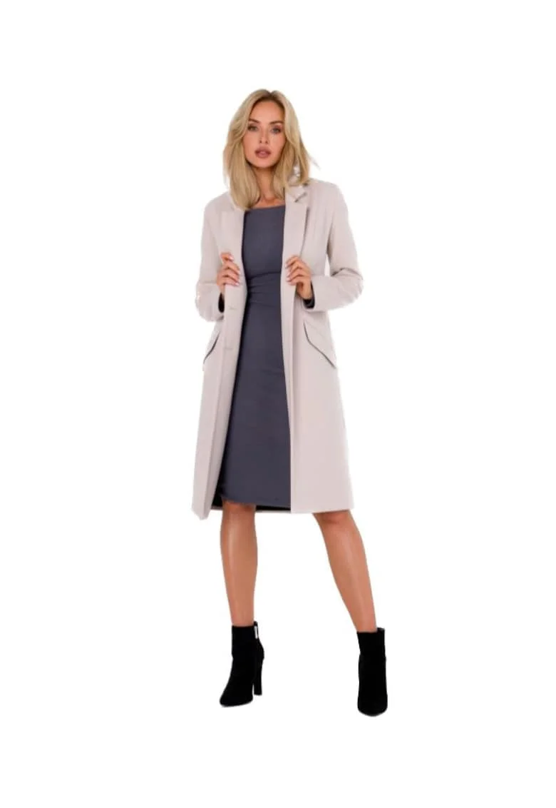 Palton Crombie pentru femei, Made of Emotion, Maduna, bej, Bej