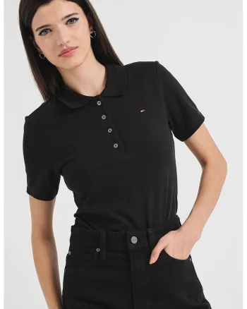 Tricou polo slim fit, Negru stins