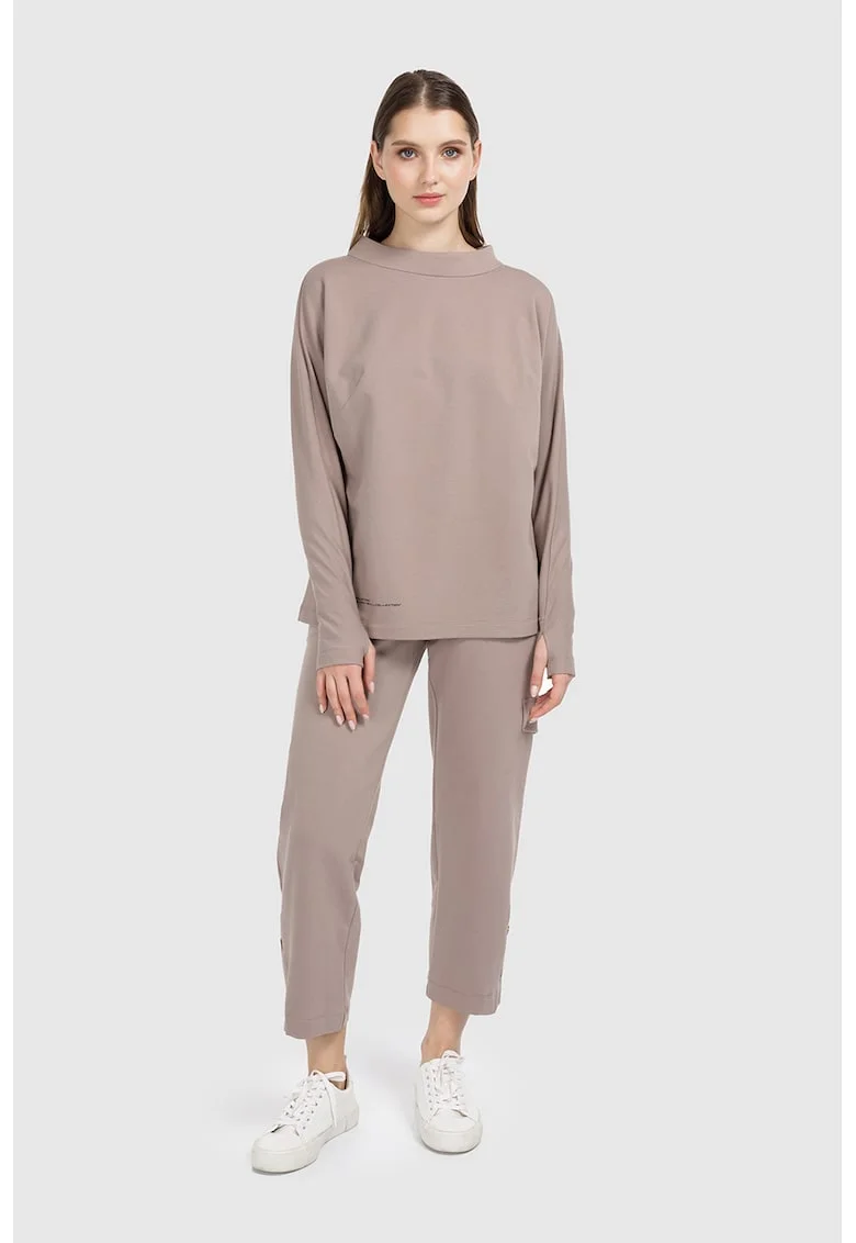 Bluza cu fente pentru degetul mare, Maro taupe