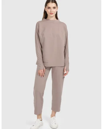Bluza cu fente pentru degetul mare, Maro taupe