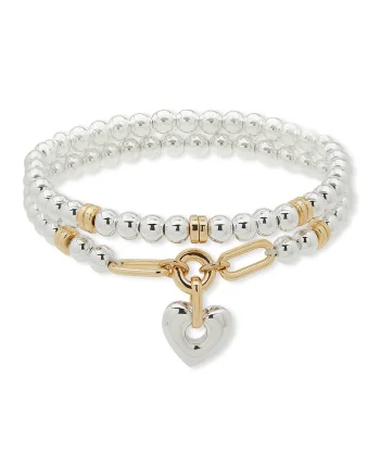 Bratara cu perla Holiday Hearts, Auriu/Argintiu