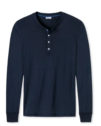 Bluza cu decolteu Henley Karl-Heinz, Albastru