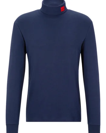 Bluza slim fit cu guler inalt Derollo, Albastru royal