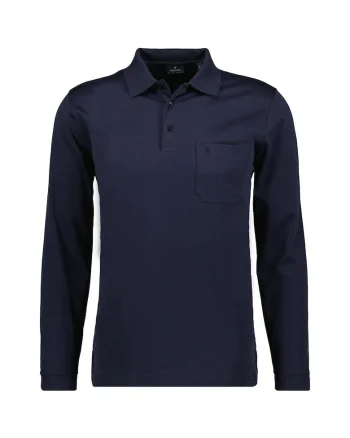 Bluza polo uni de bumbac, Albastru inchis