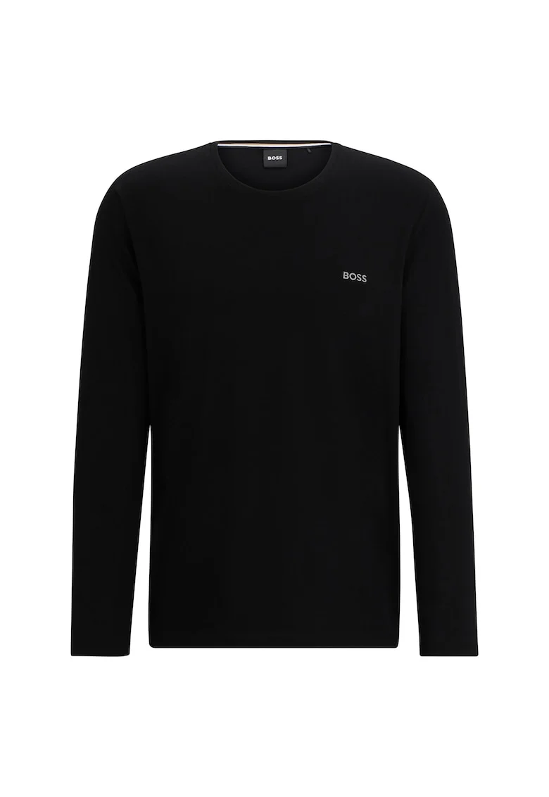 Bluza cu decolteu la baza gatului si logo discret, Negru