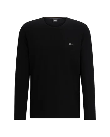 Bluza cu decolteu la baza gatului si logo discret, Negru