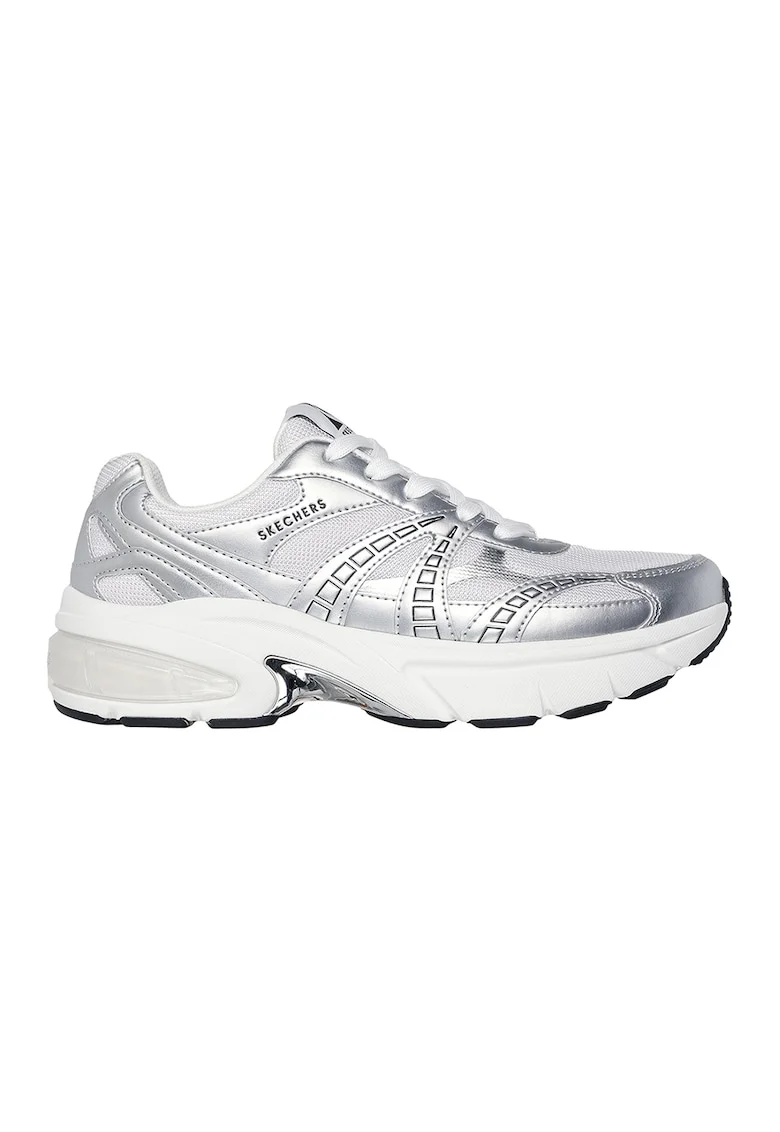 Pantofi sport din material textil cu garnituri din piele ecologica Shadow-Stel, Alb/Argintiu