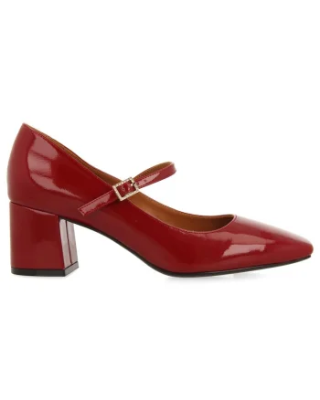 Pantofi Mary-Jane cu aspect lacuit, Visiniu
