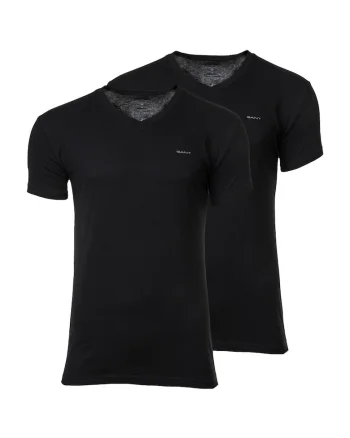 Set de tricouri cu decolteu in V - 2 piese, Negru