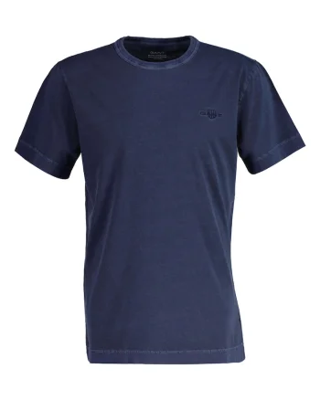 Tricou din bumbac cu decolteu la baza gatului si broderie logo discreta, Albastru inchis