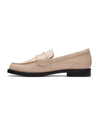 Pantofi loafer din piele cu model uni, Bej deschis