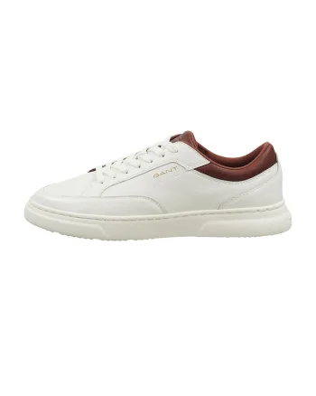 Pantofi sport de piele cu logo discret Joree, Maro cognac/Alb murdar