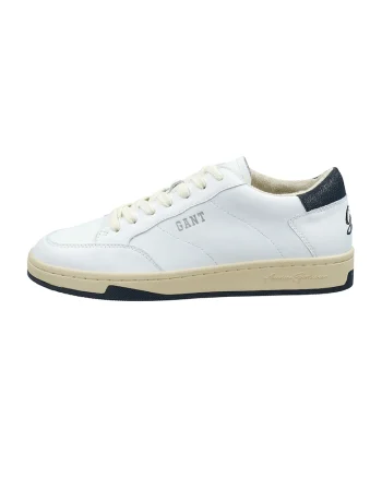 Pantofi sport low-cut de piele Prepus, Alb/Bleumarin