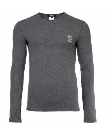 Bluza cu decolteu la baza gatului si logo, Gri inchis