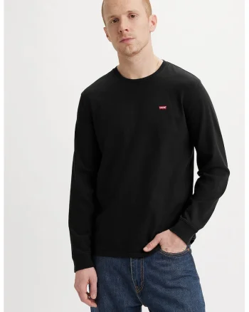 Bluza de bumbac cu logo discret, Negru