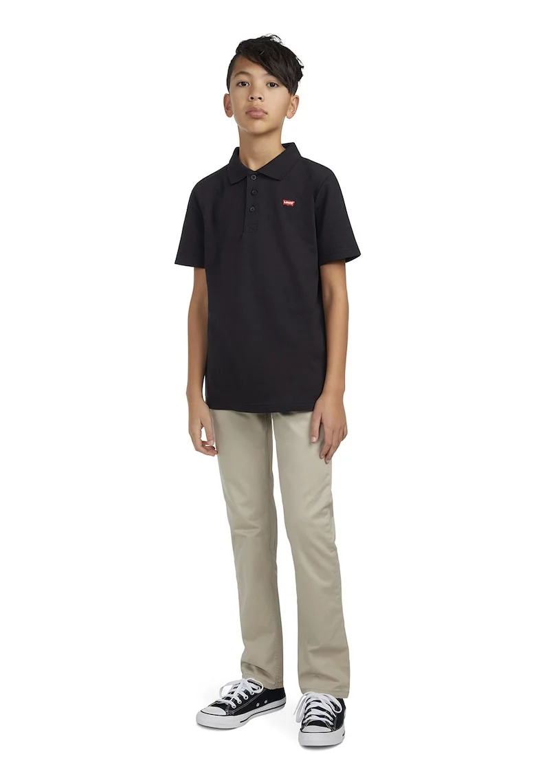 Tricou polo din bumbac pique, Rosu/Albastru pastel/Negru stins