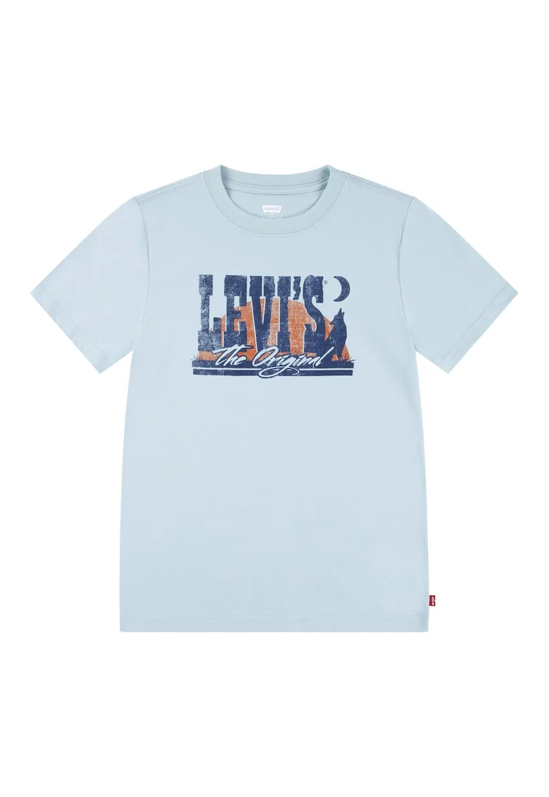 Tricou din amestec de bumbac cu logo, Albastru inchis/Portocaliu stins/Albastru deschis