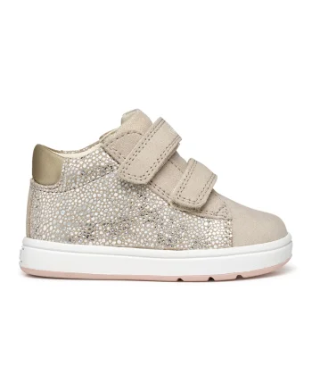 Pantofi sport cu velcro si garnituri din piele intoarsa, Bej deschis