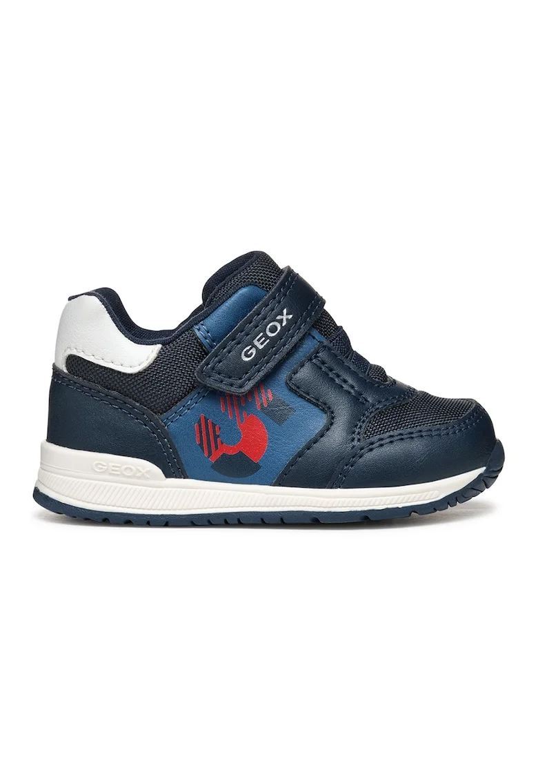 Pantofi sport din piele ecologica cu insertii din material textil, Rosu/Bleumarin