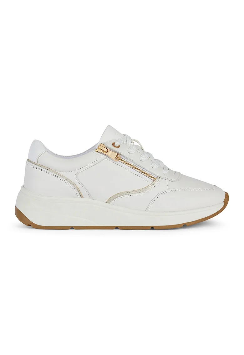 Pantofi sport de piele ecologica si material textil, Alb