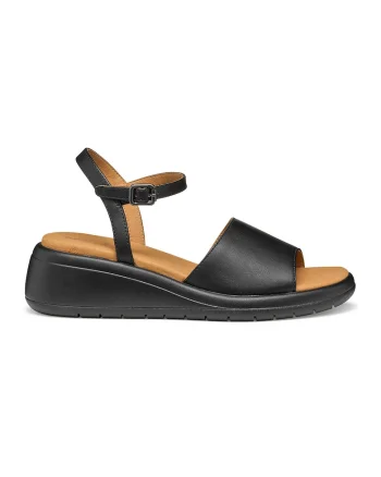 Sandale din piele ecologica cu talpa wedge, Negru