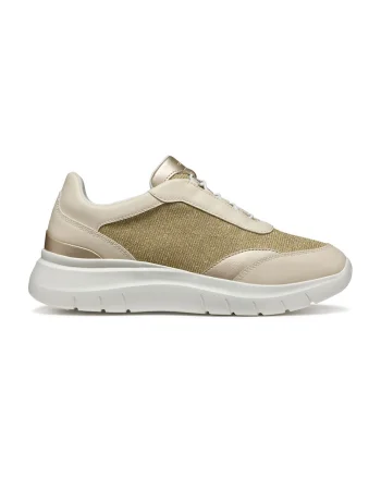 Pantofi sport cu insertii din piele ecologica, Auriu/Maro nisip