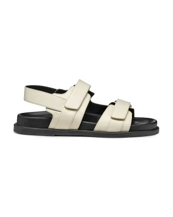 Sandale din piele cu inchidere velcro, Maro nisip