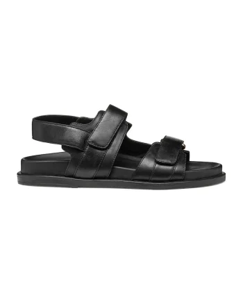 Sandale din piele cu inchidere velcro, Negru