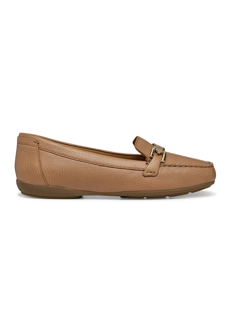 Pantofi loafer din piele cu detalii metalice, Bej inchis