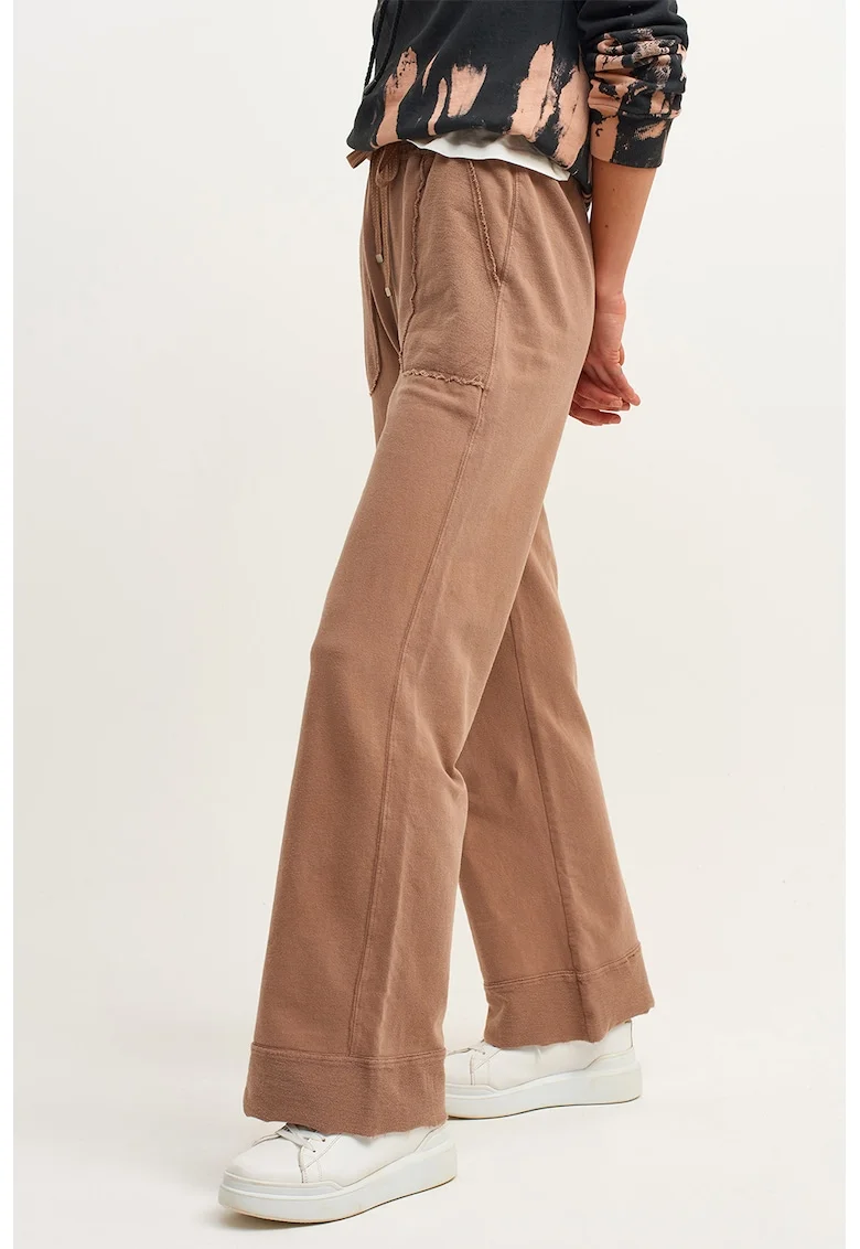 Pantaloni de bumbac cu croiala ampla, Maro nisip