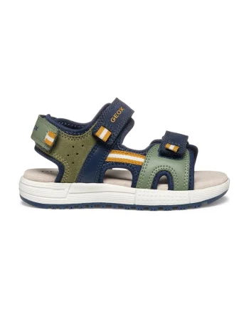 Sandale cu insertii de piele intoarsa Alben, Portocaliu/Verde masliniu/Bleumarin
