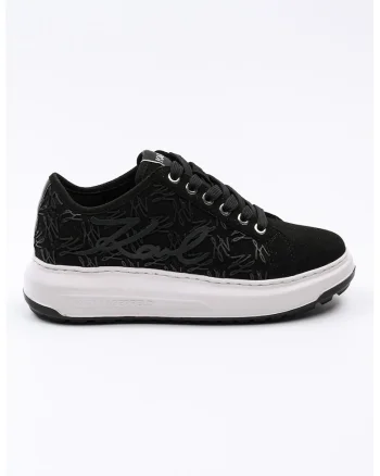 Pantofi sport cu insertie din piele, Negru