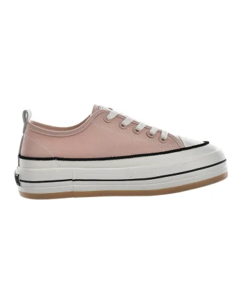 Tenisi low-cut flatform, Negru stins/Alb murdar/Roz prafuit
