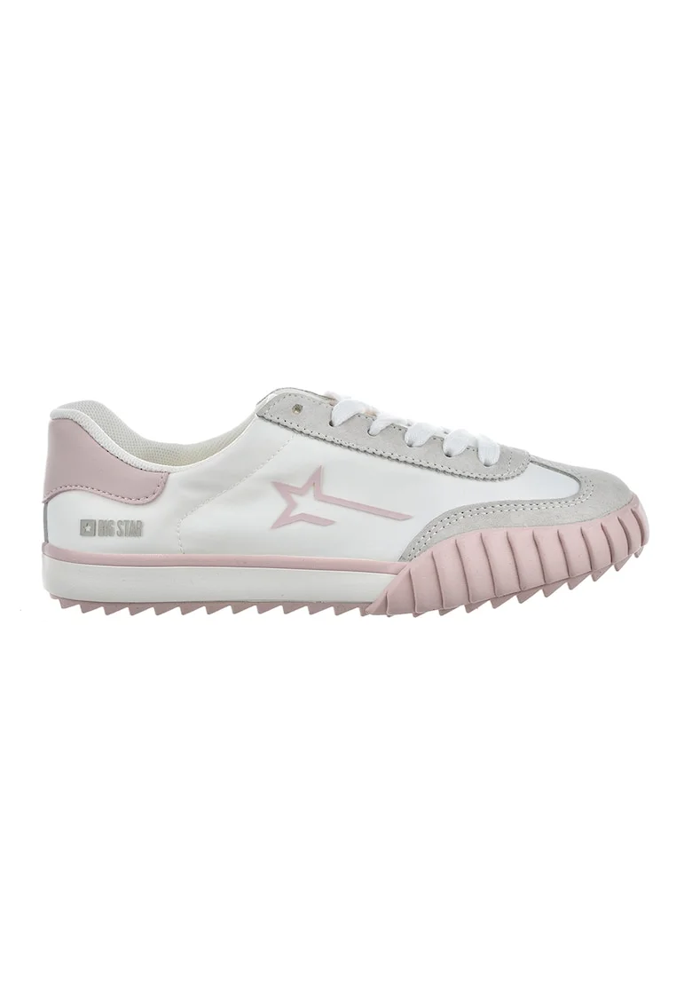 Pantofi sport low-cut cu garnituri de material sintetic, Gri deschis/Roz pastel/Alb murdar