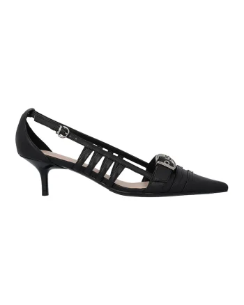 Pantofi de piele cu decupaje, Negru/Argintiu