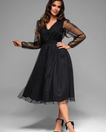 Rochie de seara Midi LACRICA LA-OM-DLR007, Negru
