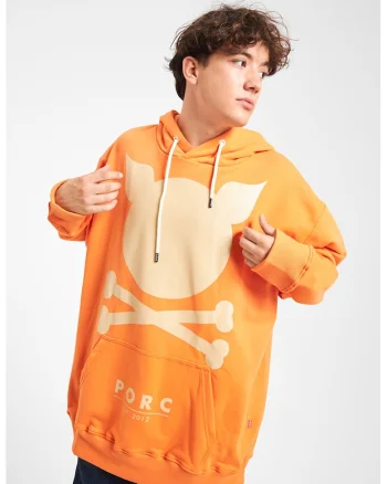 Hanorac unisex din amestec de bumbac cu logo, Portocaliu