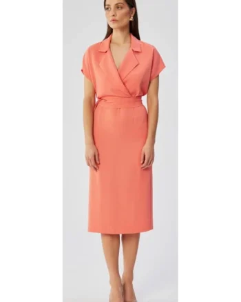 Rochie midi cu guler,, Portocaliu